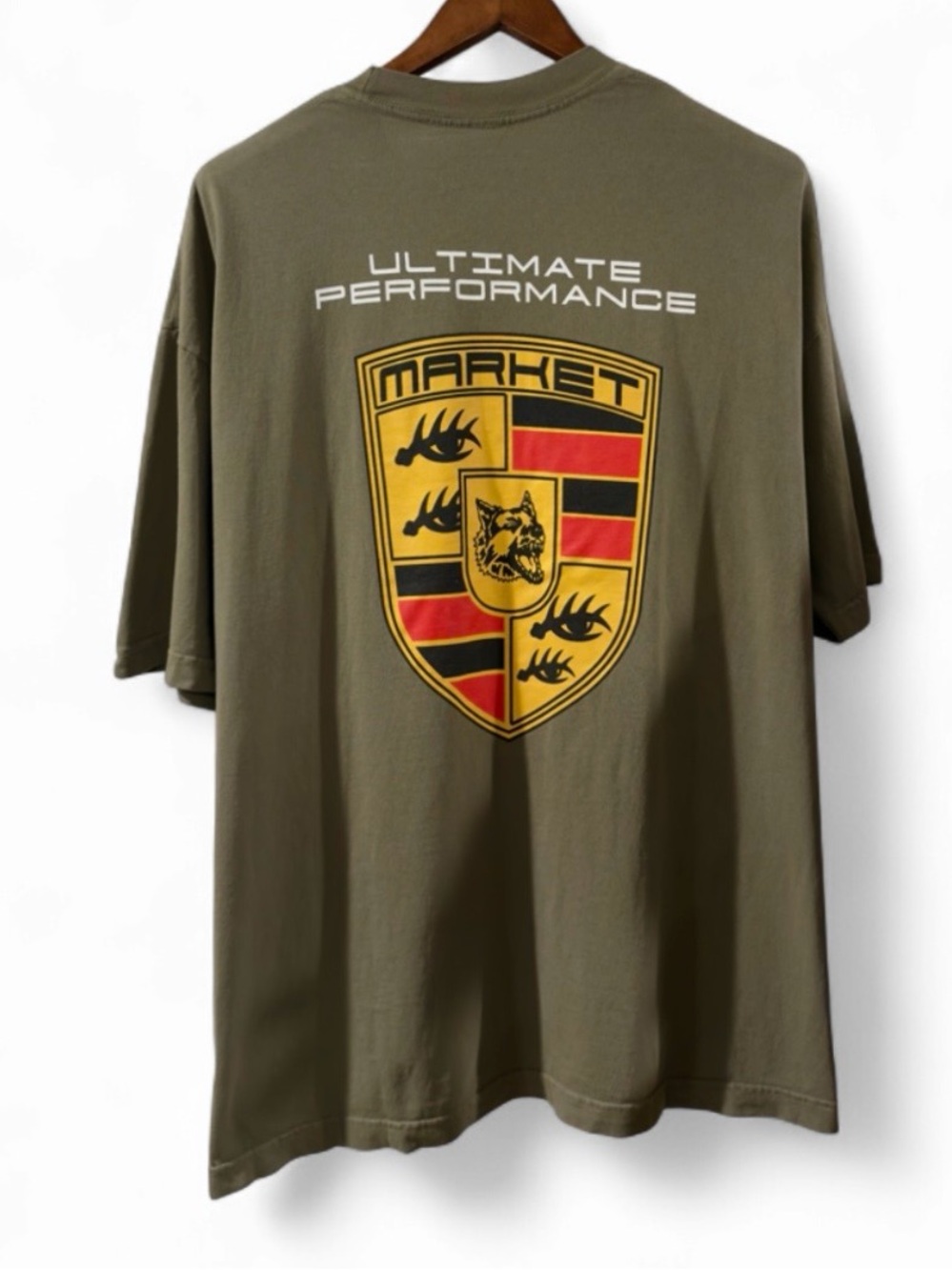 MARKET Olive Green Porsche Logo Graphic T-Shirt Size Men’s XL